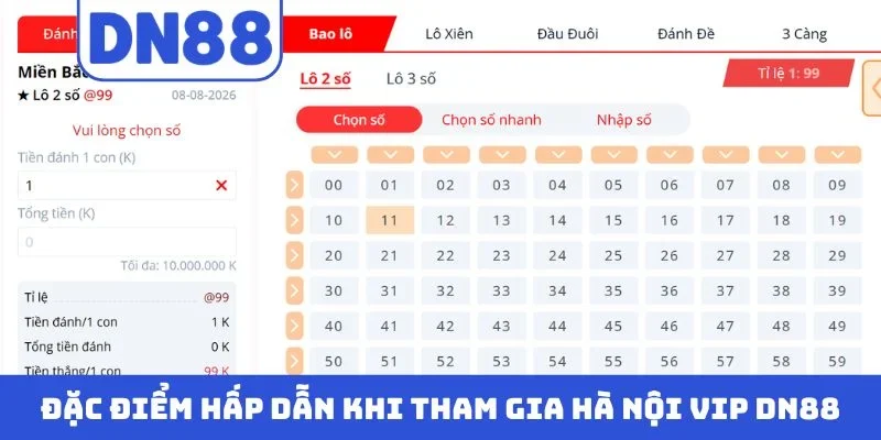 Đặc điểm hấp dẫn khi tham gia Hà Nội Vip DN88